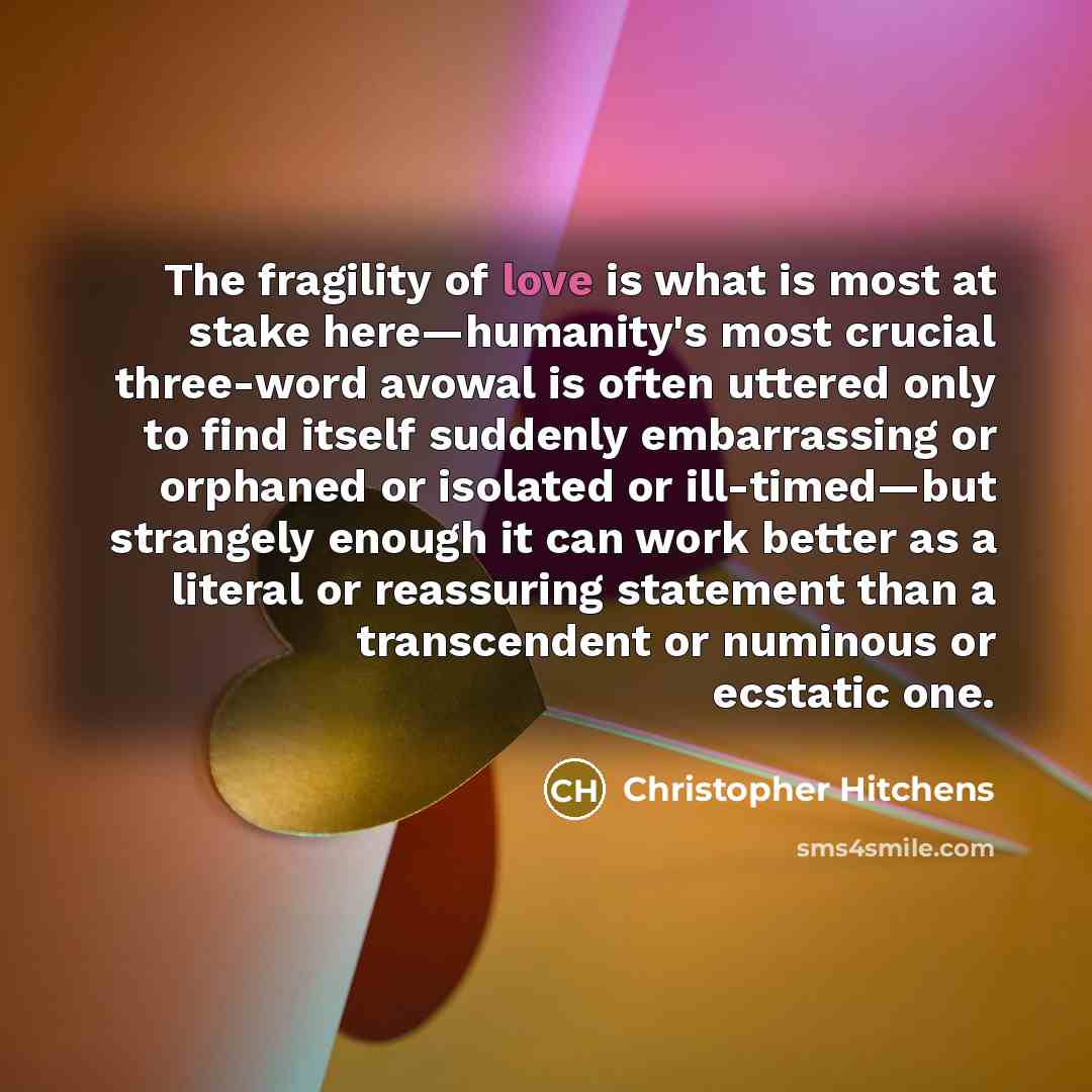“The fragility of love is what is most at stake…” quote by Christopher Hitchens