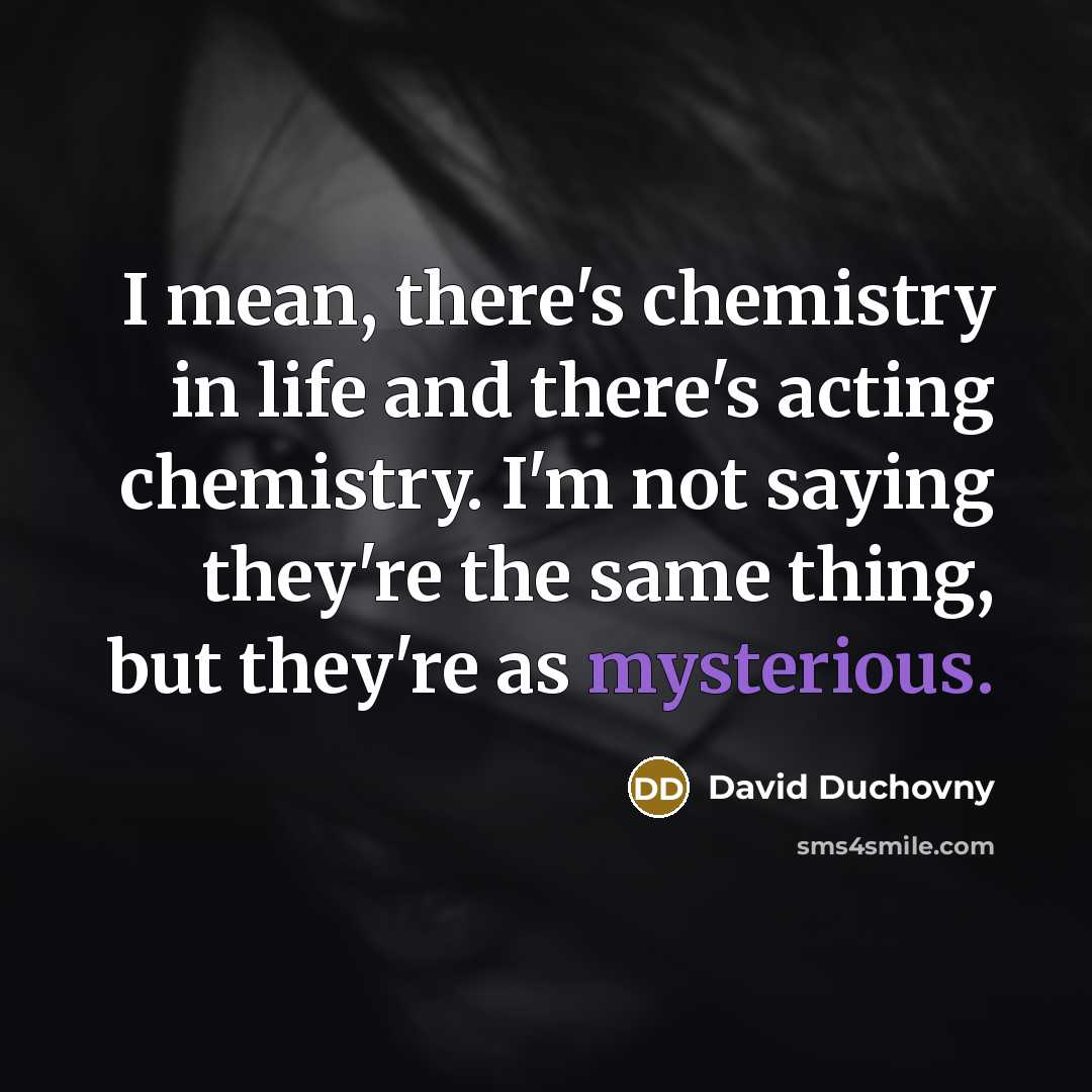 “I mean, there's chemistry in life and there's acting chemistry.…” quote by David Duchovny