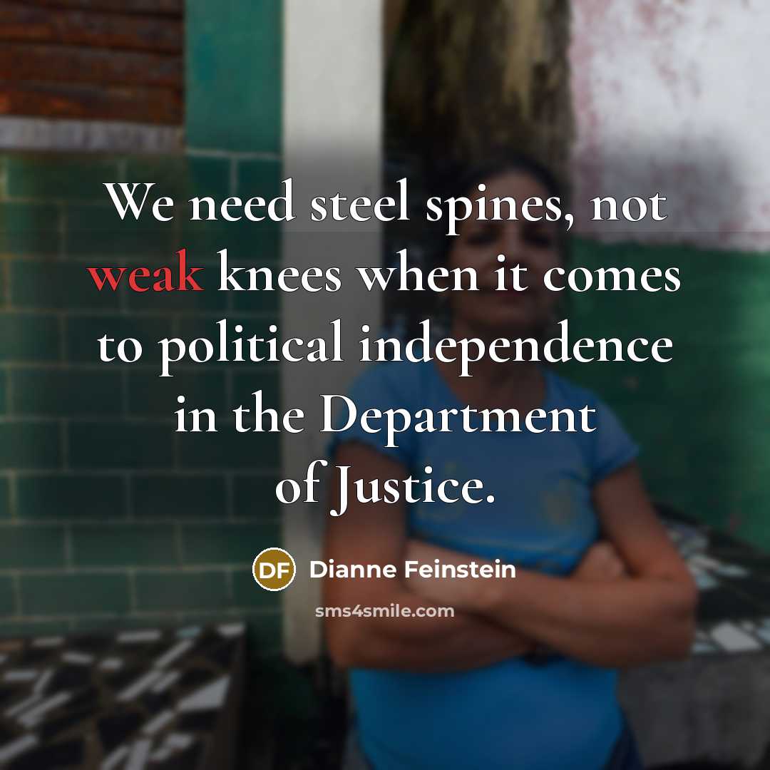 “We need steel spines, not weak knees when it comes…” quote by Dianne Feinstein