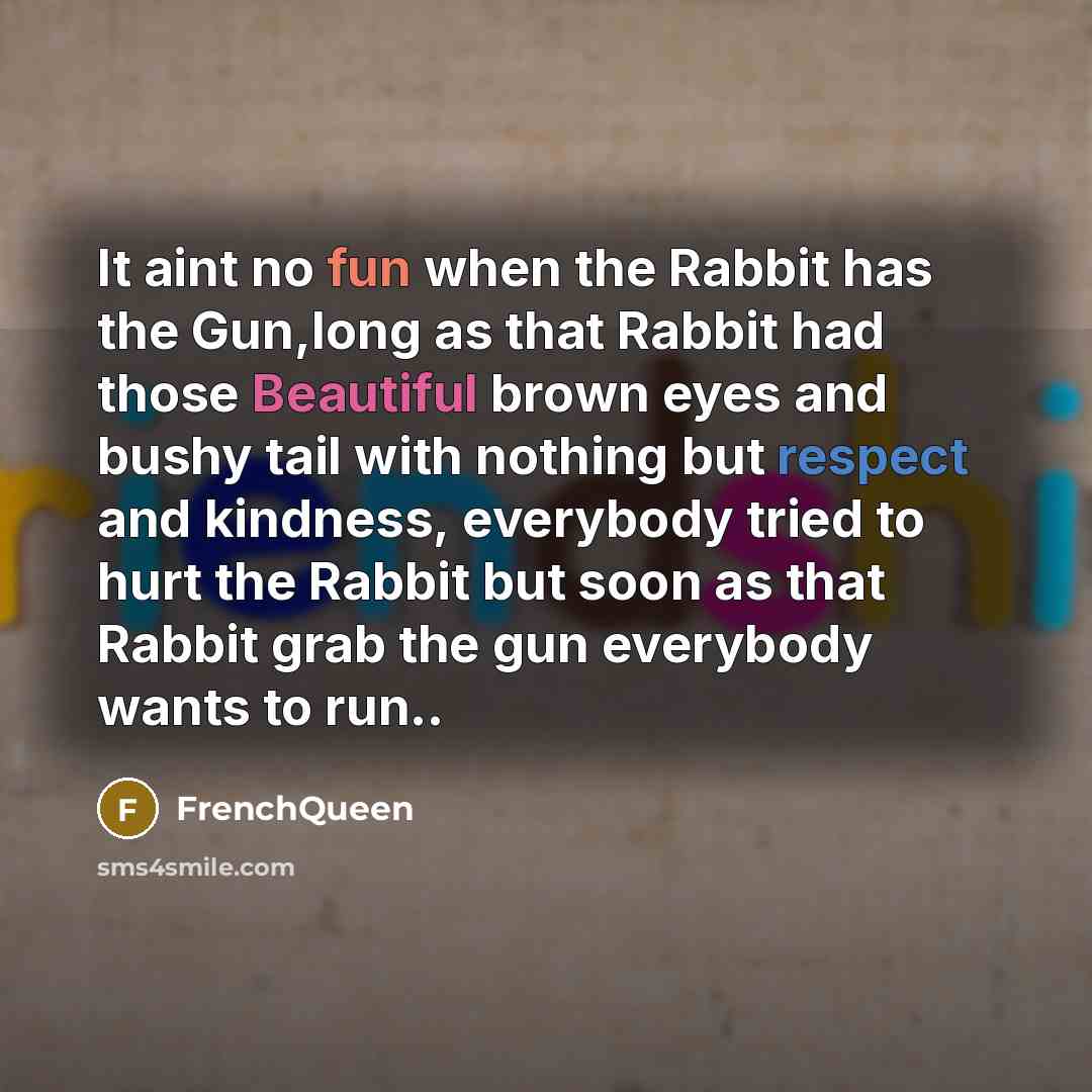 “It aint no fun when the Rabbit has the Gun,long…” quote by Frenchqueen
