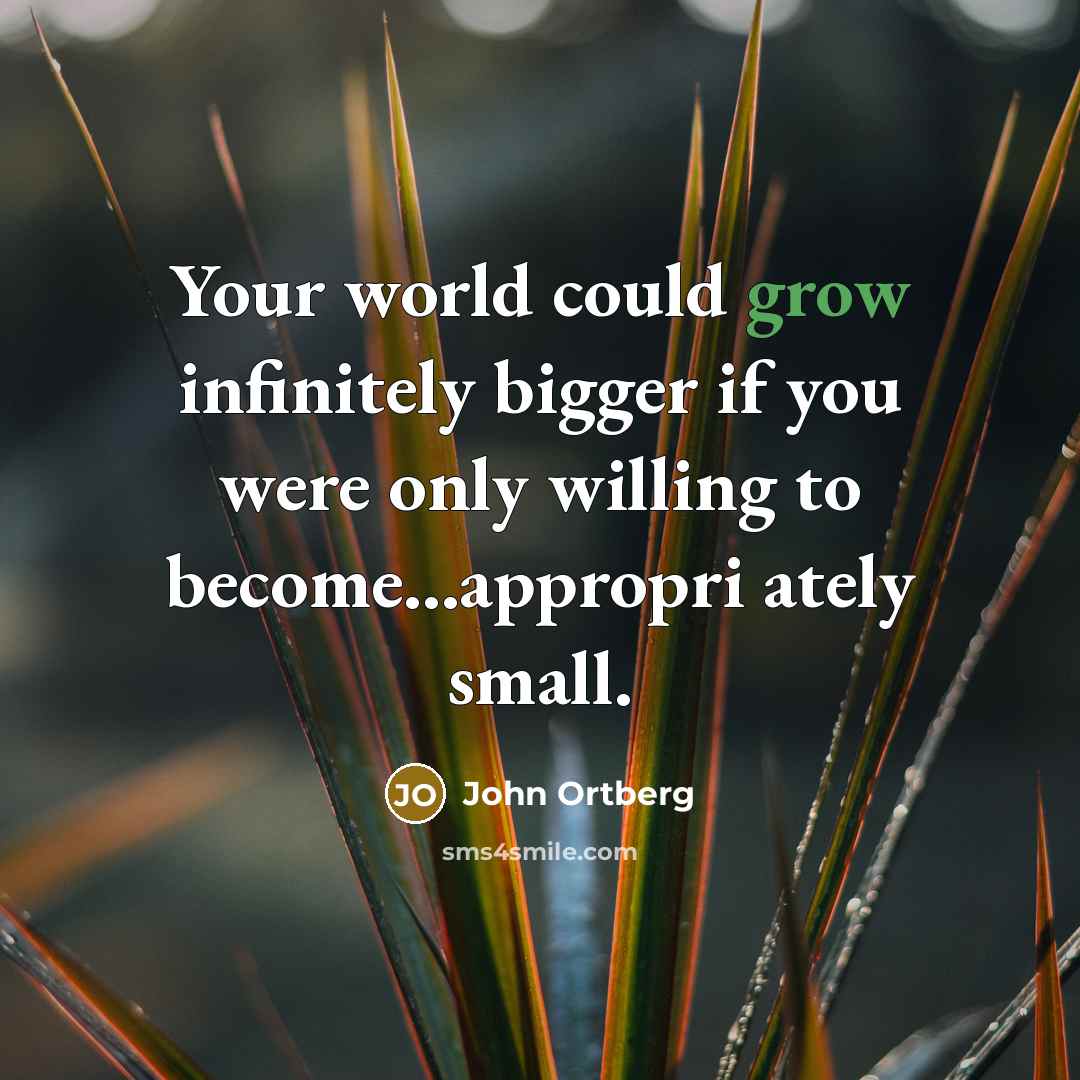 “Your world could grow infinitely bigger if you were only…” quote by John Ortberg