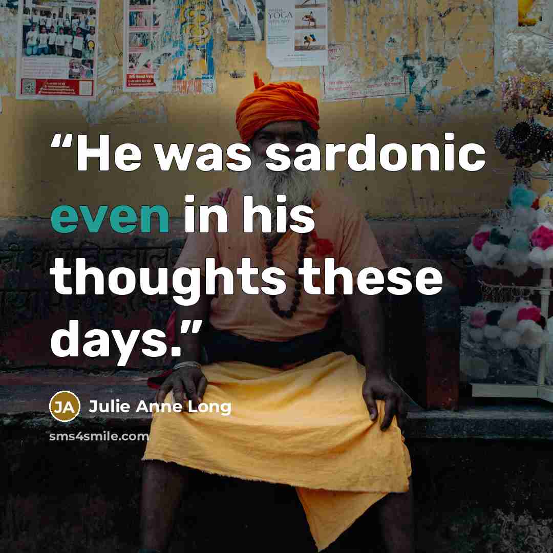 “He was sardonic even in his thoughts these days.” quote by Julie Anne Long