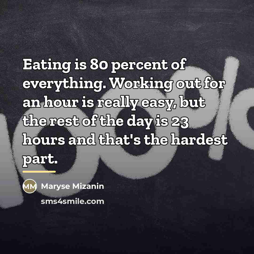 “Eating is 80 percent of everything. Working out for an…” quote by Maryse Mizanin