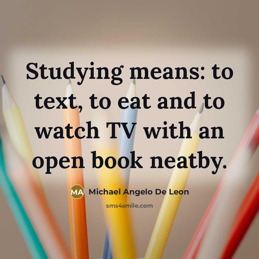 “Studying means: to text, to eat and to watch TV…” quote by Michael Angelo De Leon