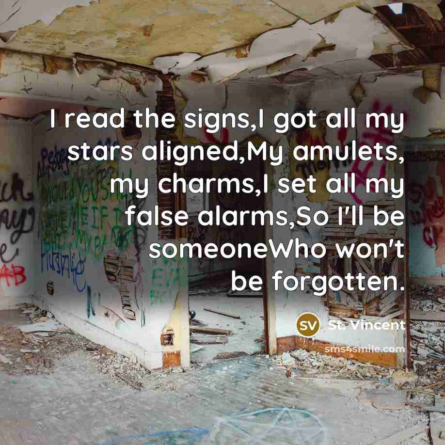 “I read the signs,I got all my stars aligned,My amulets,…” quote by St. Vincent