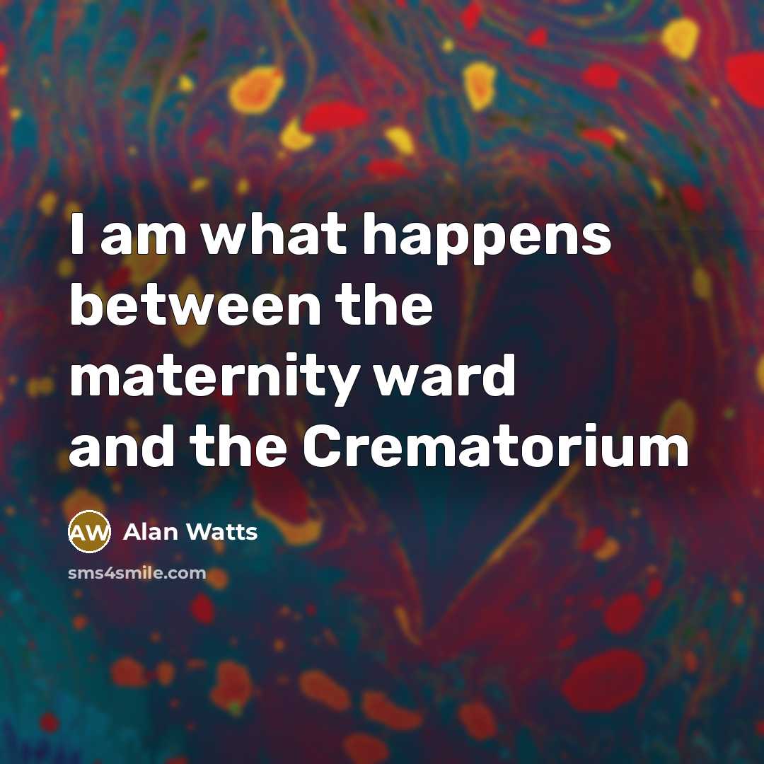 “I am what happens between the maternity ward and the…” quote by Alan Watts