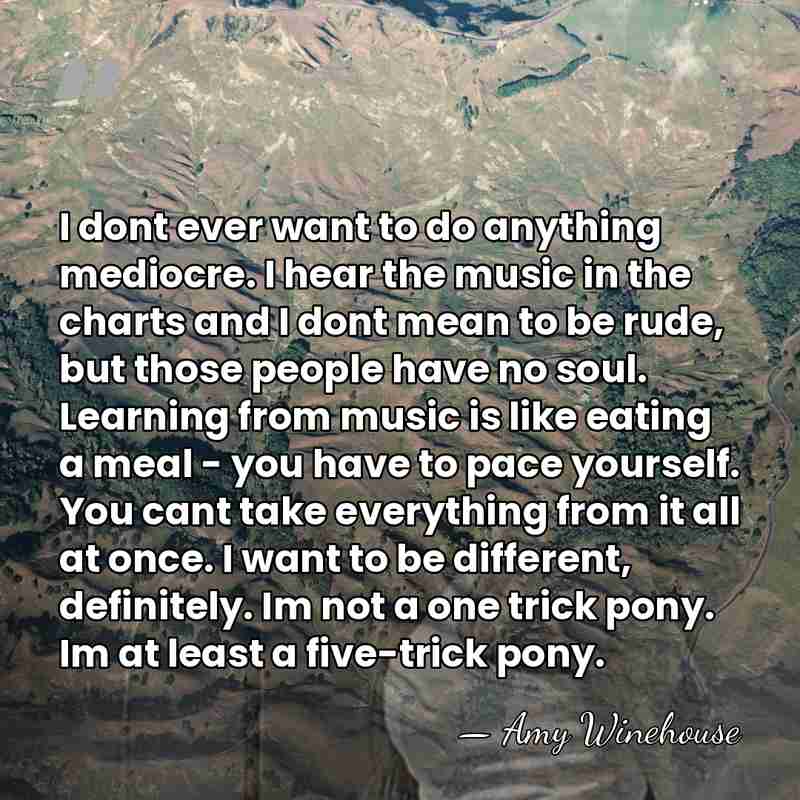 I dont ever want to do anything mediocre. I hear the music&hellip; - Amy Winehouse