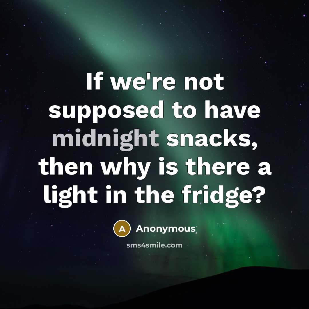 “If we're not supposed to have midnight snacks, then why is there a light in the fridge?” quote by Anonymous