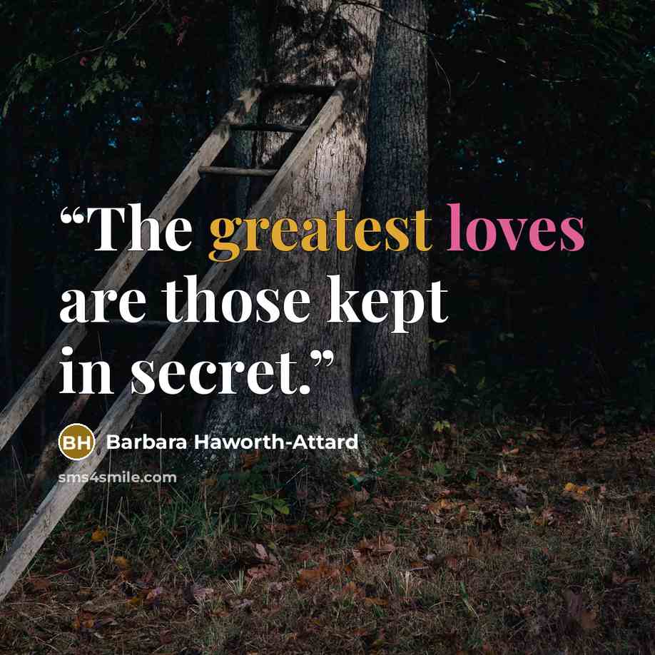 “The greatest loves are those kept in secret.” quote by Barbara Haworth-Attard