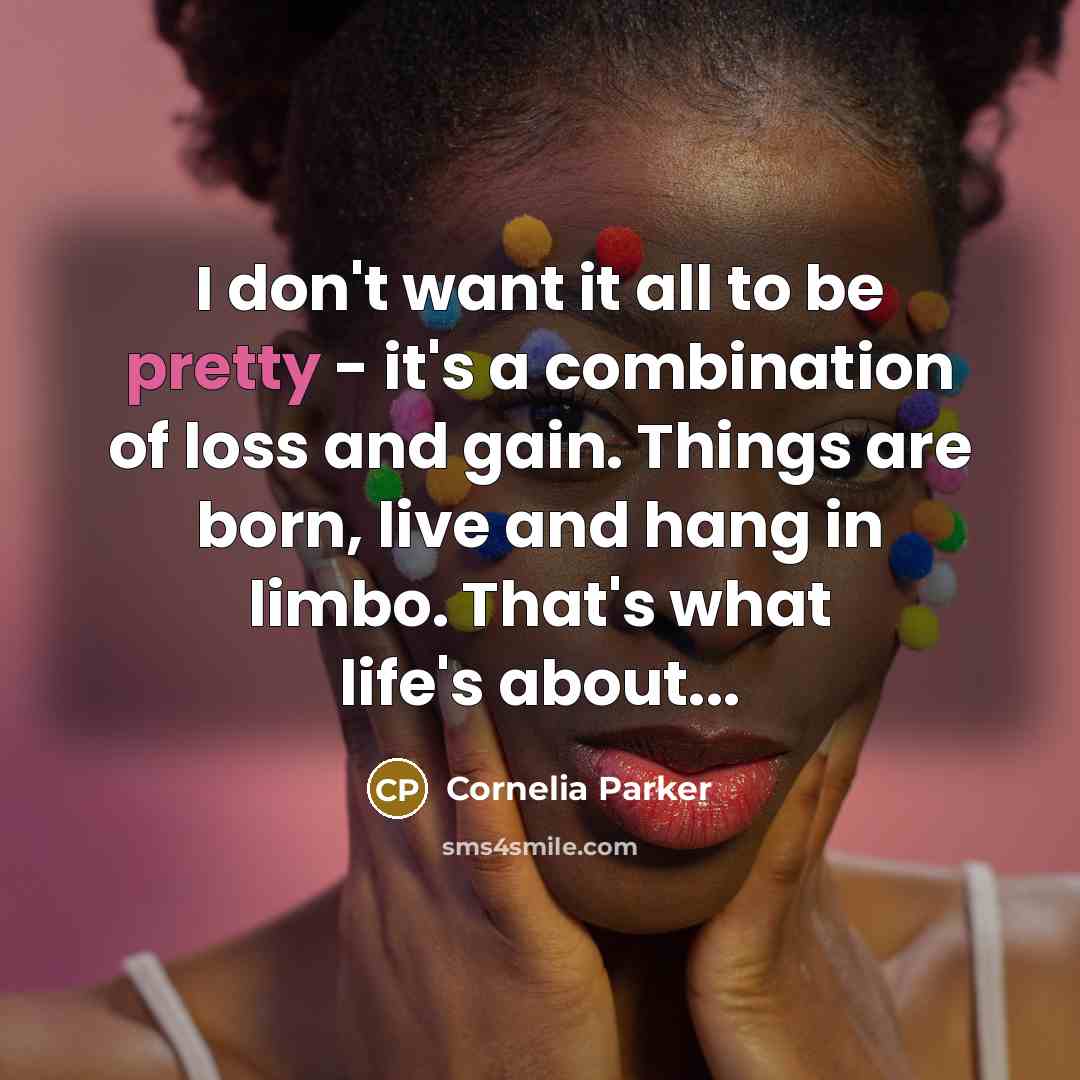 “I don't want it all to be pretty - it's…” quote by Cornelia Parker
