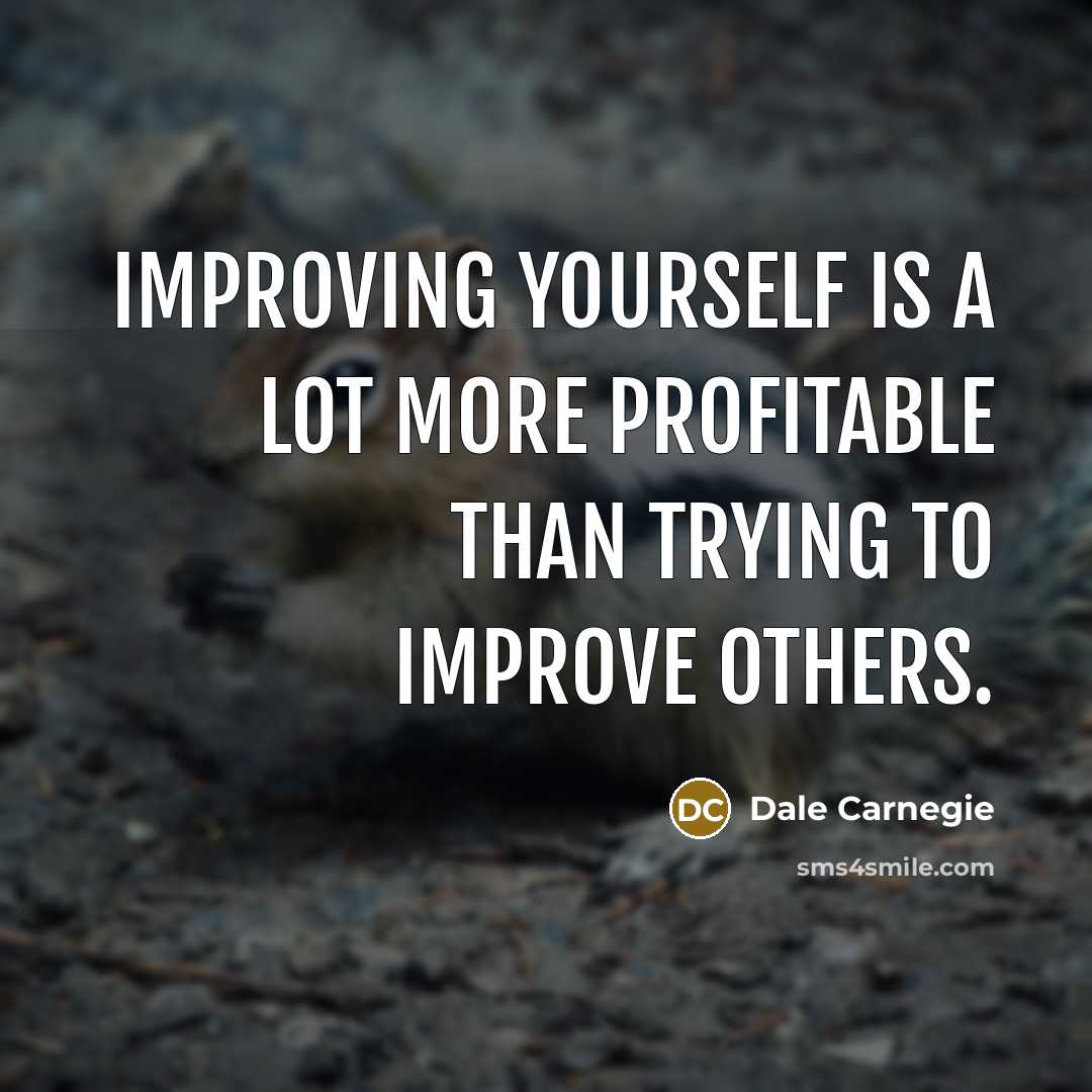 “Improving yourself is a lot more profitable than trying to improve others.” quote by Dale Carnegie