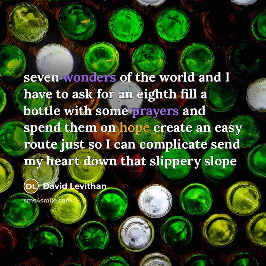 “seven wonders of the world and I have to ask…” quote by David Levithan