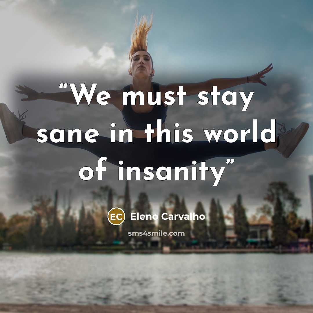 “We must stay sane in this world of insanity” quote by Eleno Carvalho