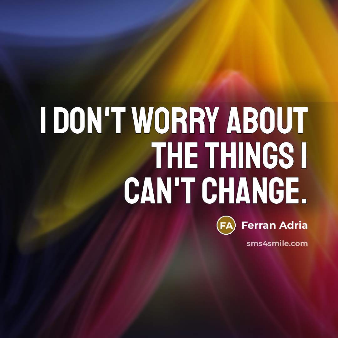 “I don't worry about the things I can't change.…” quote by Ferran Adria