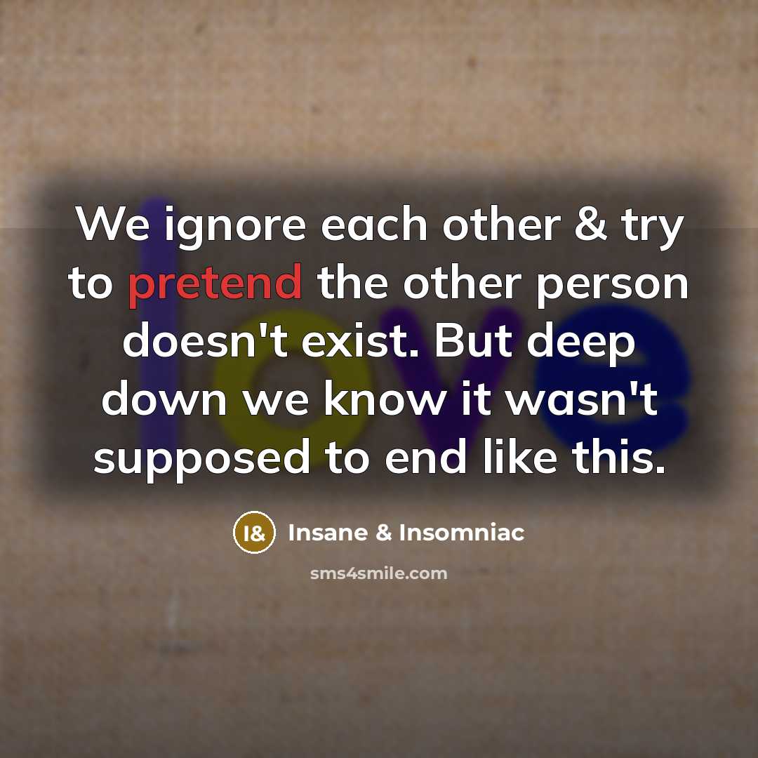 “We ignore each other & try to pretend the other…” quote by Insane & Insomniac