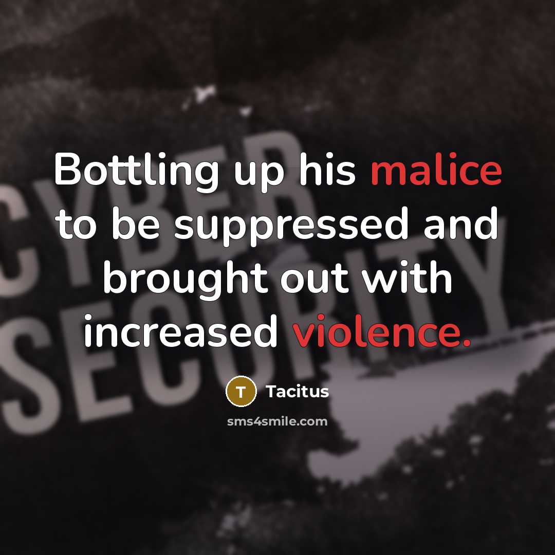 “Bottling up his malice to be suppressed and brought out…” quote by Tacitus