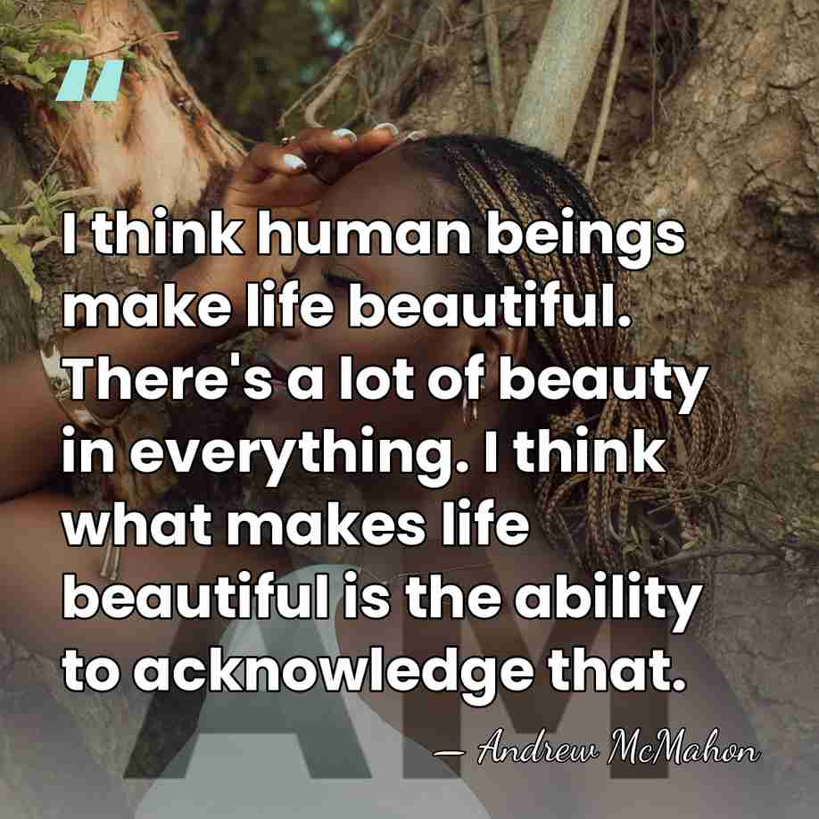 I think human beings make life beautiful. There's a lot of beauty&hellip; - Andrew McMahon