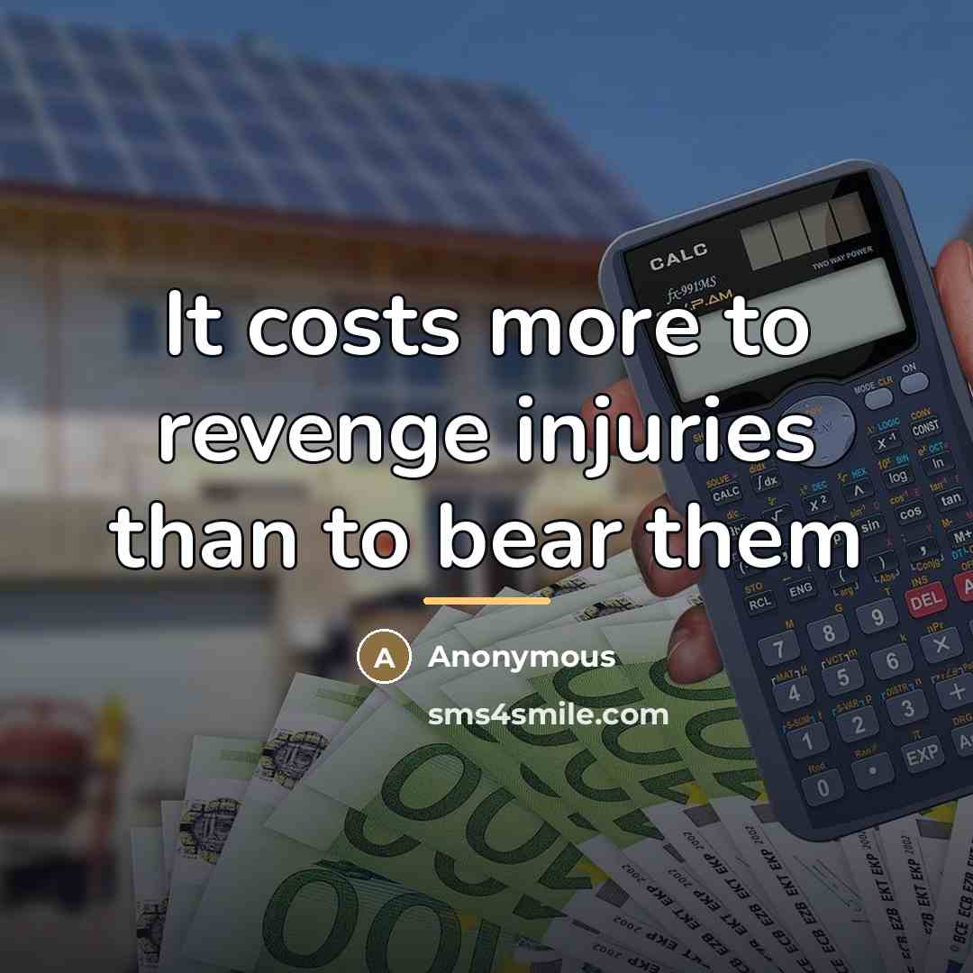 “It costs more to revenge injuries than to bear them…” quote by Anonymous