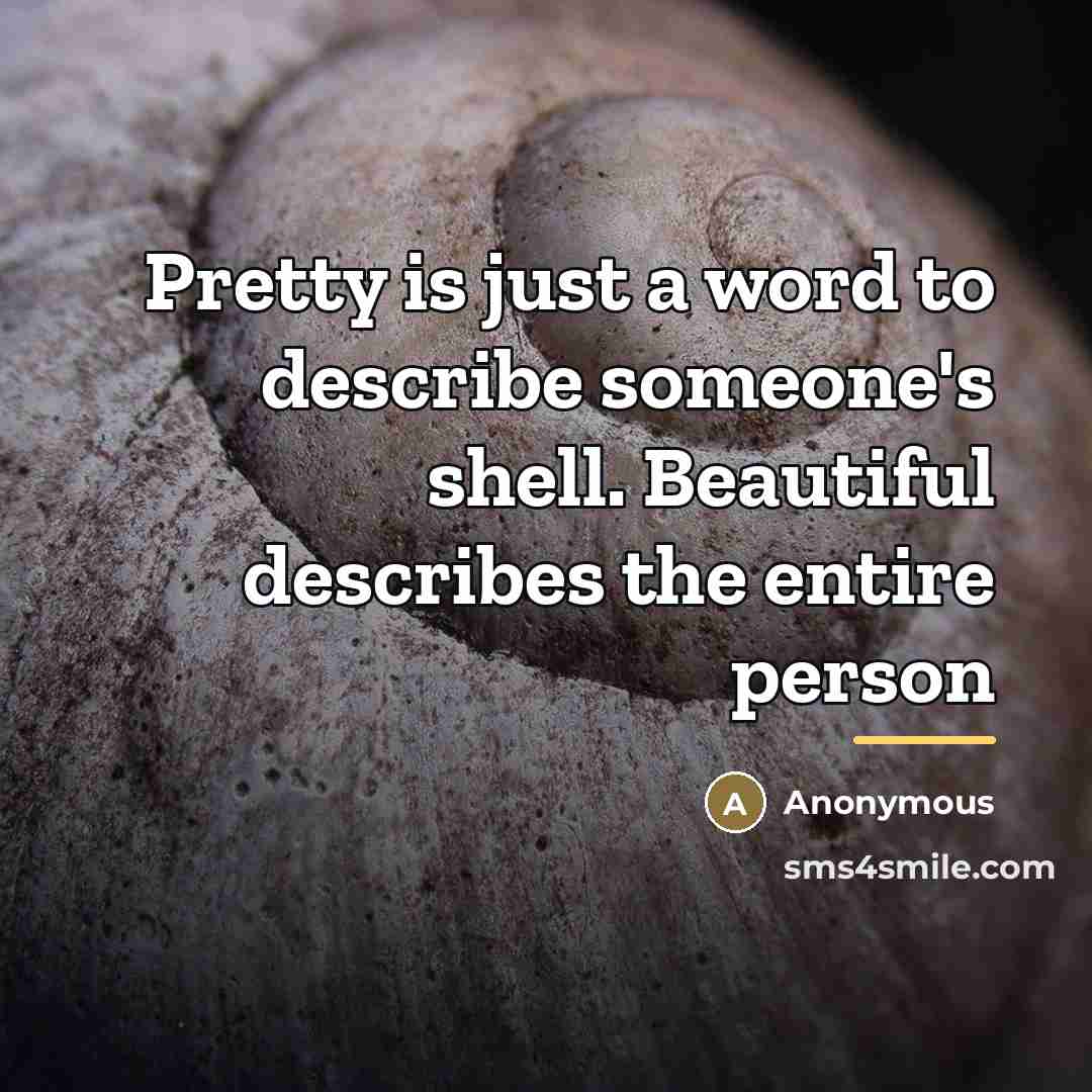 “Pretty is just a word to describe someone's shell. Beautiful…” quote by Anonymous