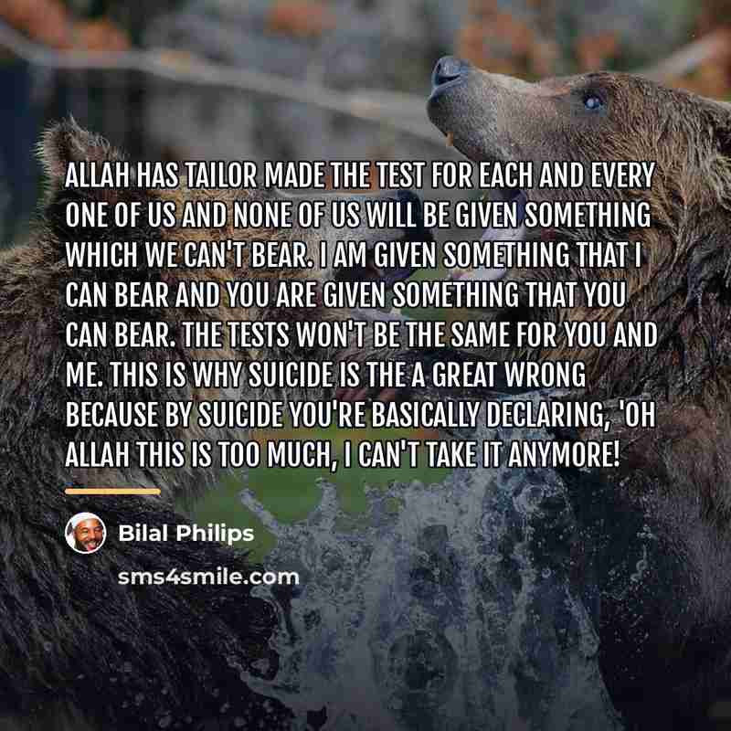 “Allah has tailor made the test for each and every…” quote by Bilal Philips