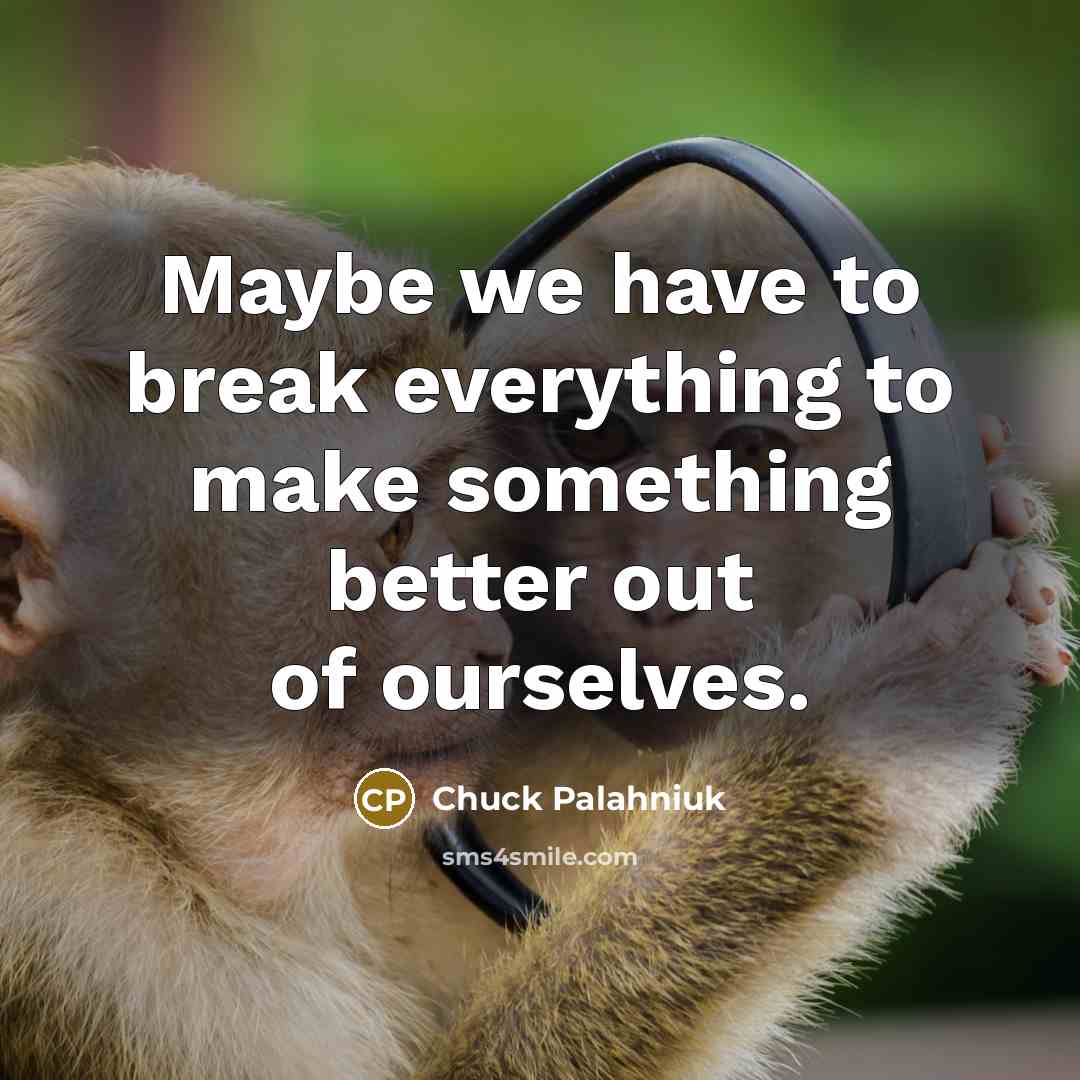 “Maybe we have to break everything to make something better…” quote by Chuck Palahniuk