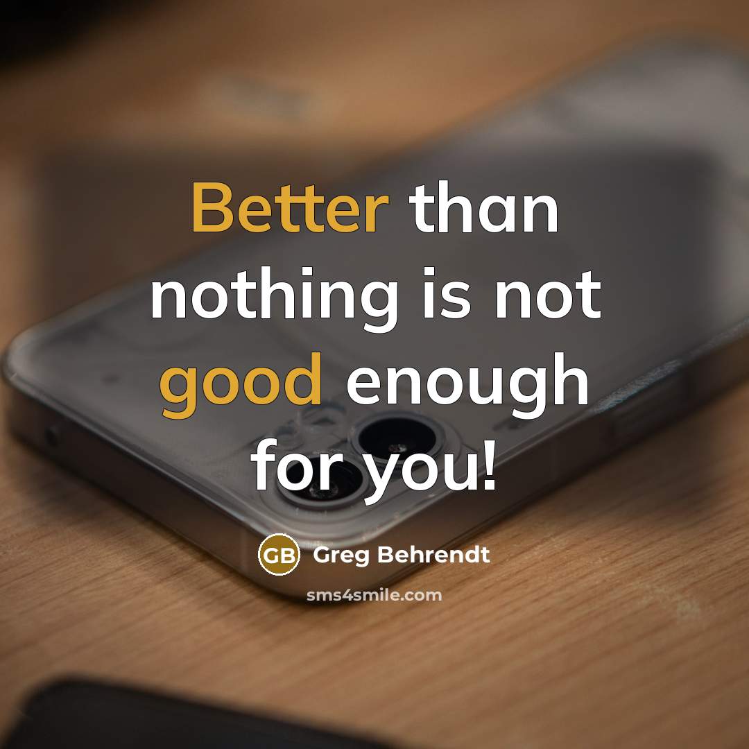 “Better than nothing is not good enough for you!” quote by Greg Behrendt