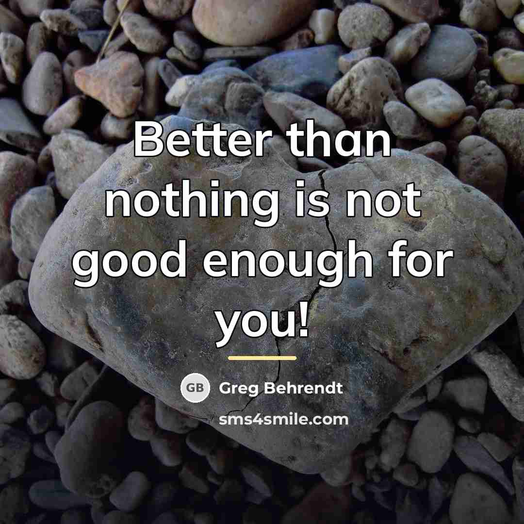 “Better than nothing is not good enough for you!…” quote by Greg Behrendt