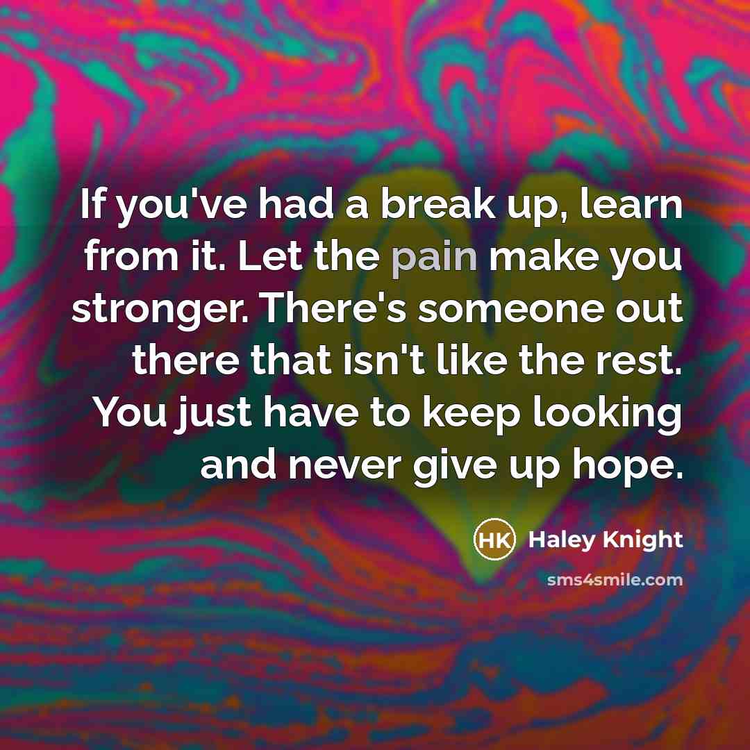 “If you've had a break up, learn from it. Let…” quote by Haley Knight