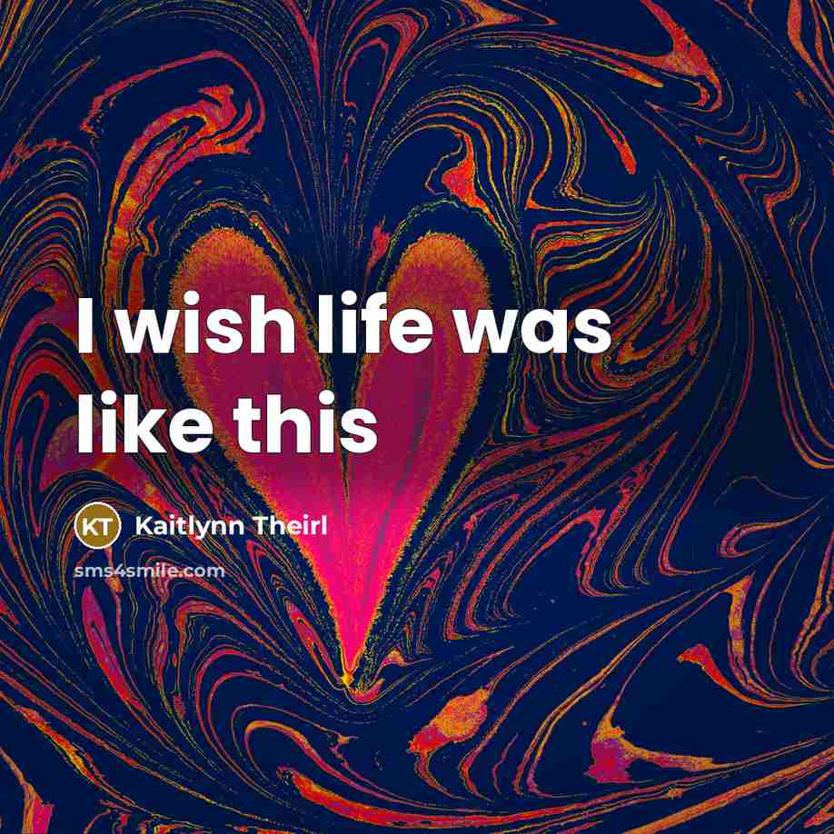 “I wish life was like this…” quote by Kaitlynn Theirl