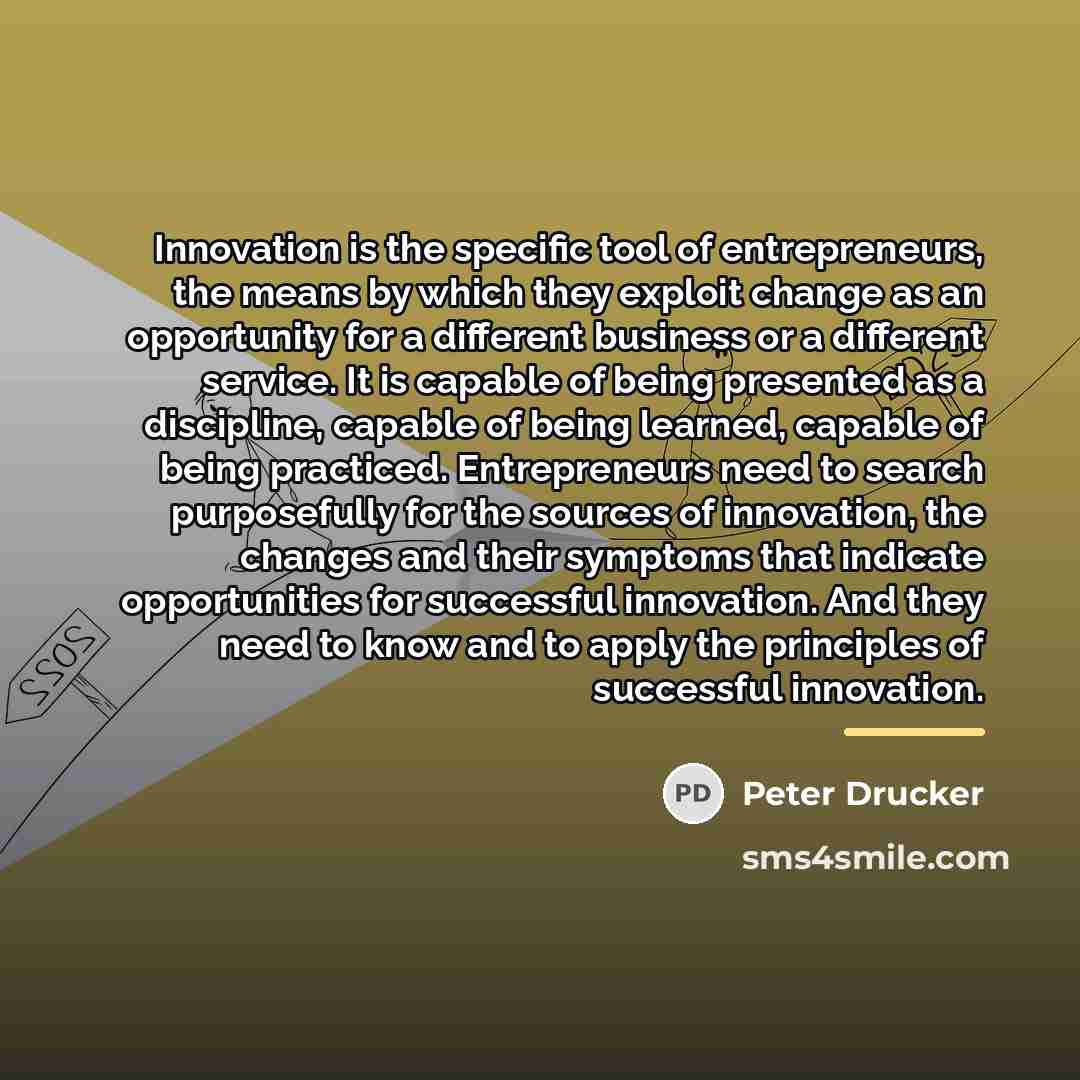 “Innovation is the specific tool of entrepreneurs, the means by…” quote by Peter Drucker