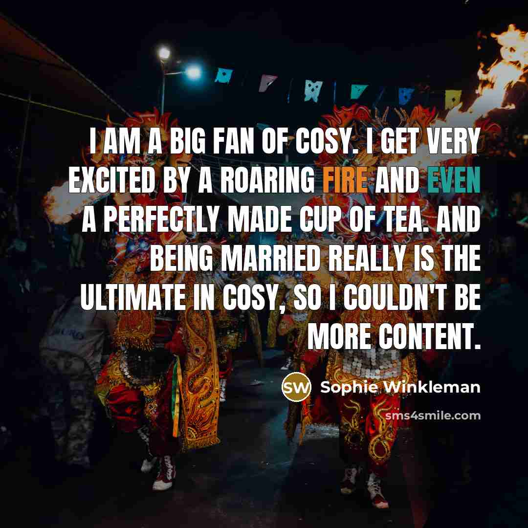 “I am a big fan of cosy. I get very…” quote by Sophie Winkleman