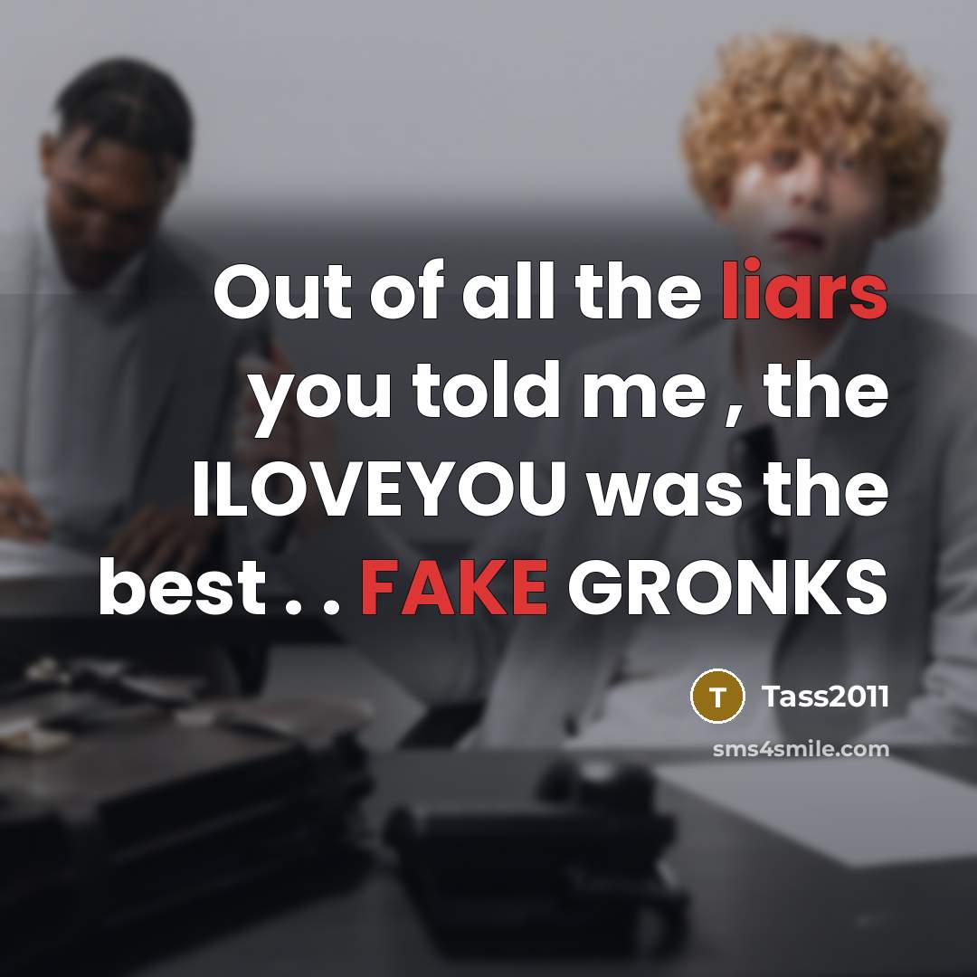 “Out of all the liars you told me , the ILOVEYOU was the best . . FAKE GRONKS” quote by Tass2011