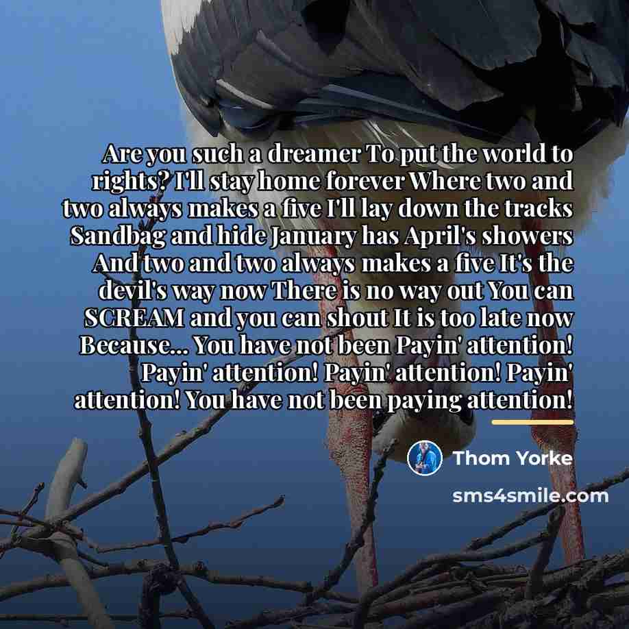 “Are you such a dreamer To put the world to…” quote by Thom Yorke