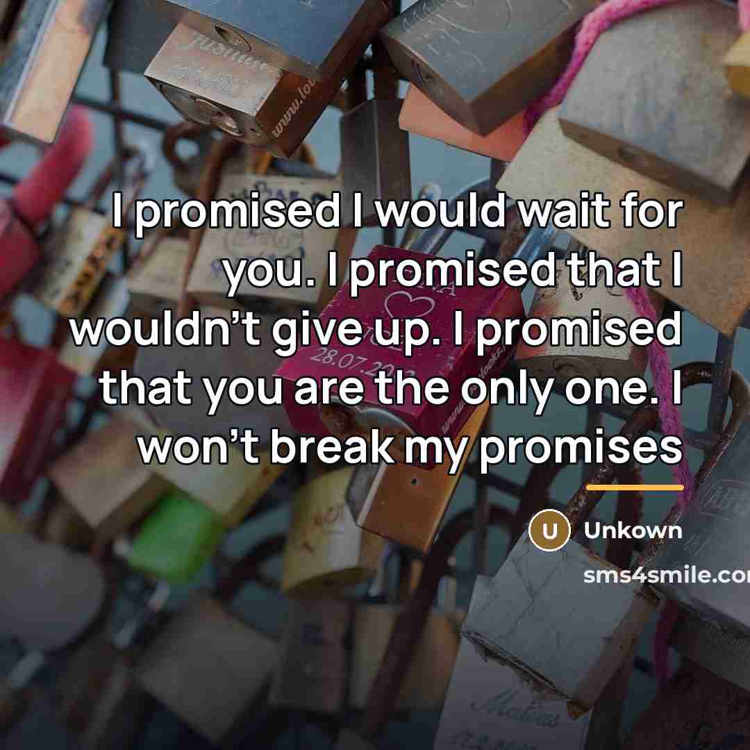 “I promised I would wait for you. I promised that…” quote by Unkown