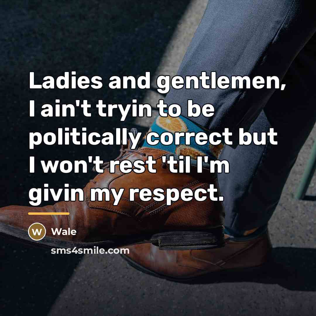 “Ladies and gentlemen, I ain't tryin to be politically correct…” quote by Wale