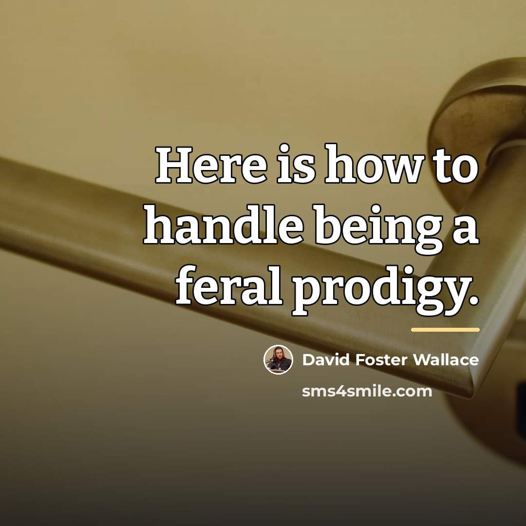 “Here is how to handle being a feral prodigy.…” quote by David Foster Wallace