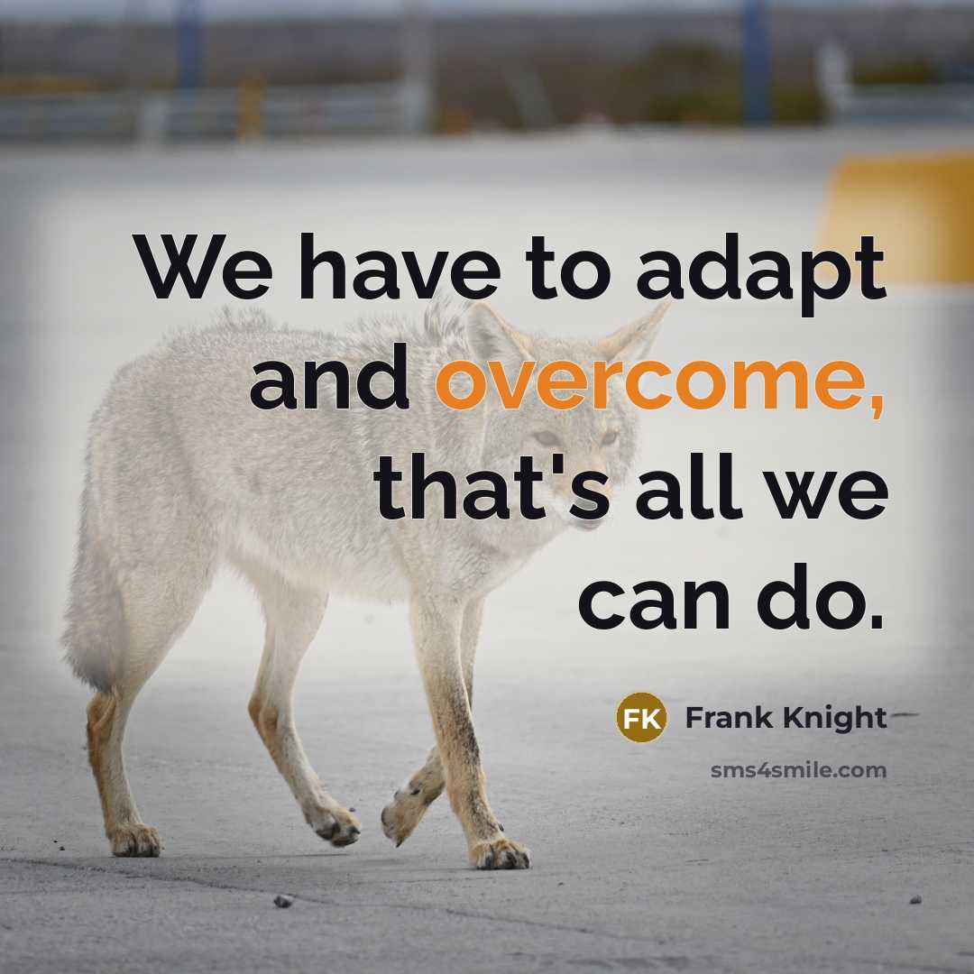 “We have to adapt and overcome, that's all we can do.” quote by Frank Knight
