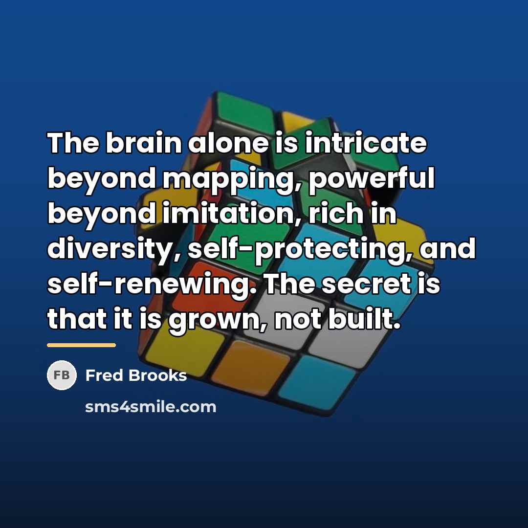“The brain alone is intricate beyond mapping, powerful beyond imitation,…” quote by Fred Brooks