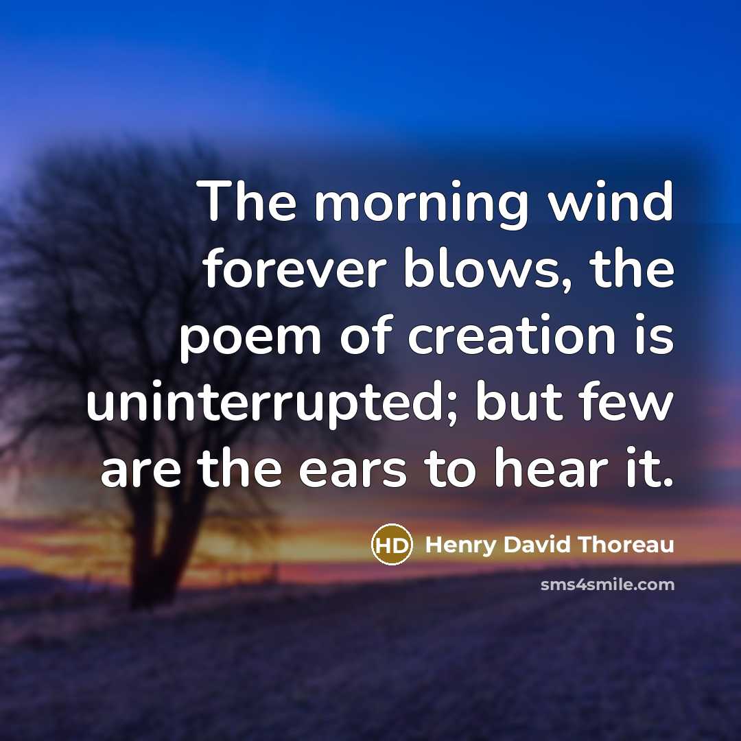 “The morning wind forever blows, the poem of creation is…” quote by Henry David Thoreau