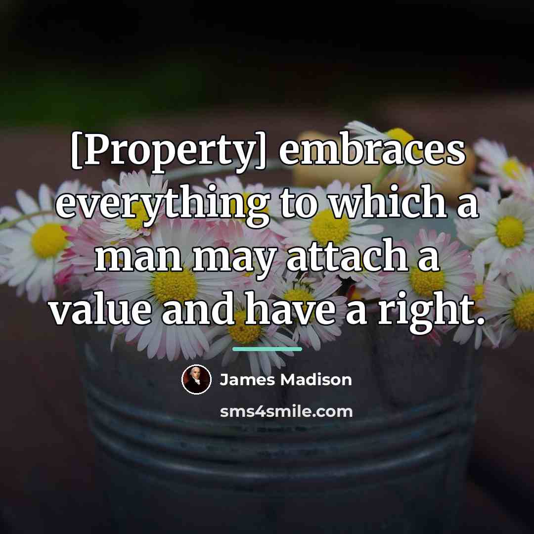“[Property] embraces everything to which a man may attach a…” quote by James Madison