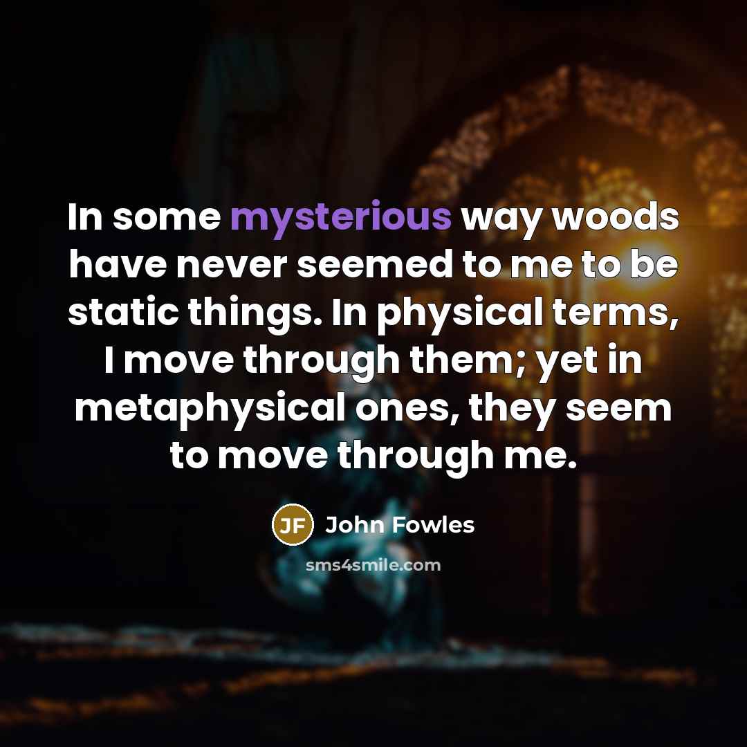 “In some mysterious way woods have never seemed to me…” quote by John Fowles