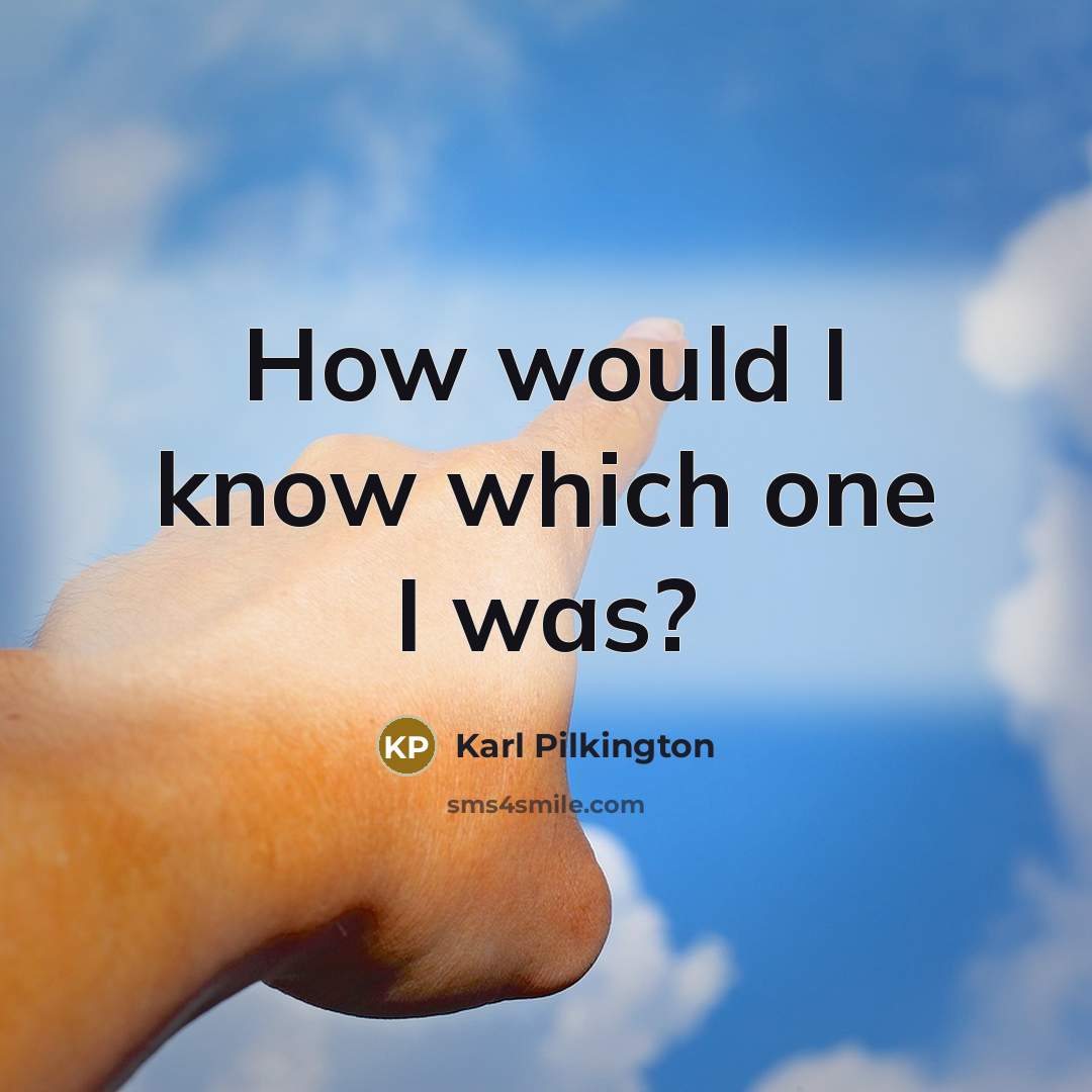 “How would I know which one I was?…” quote by Karl Pilkington