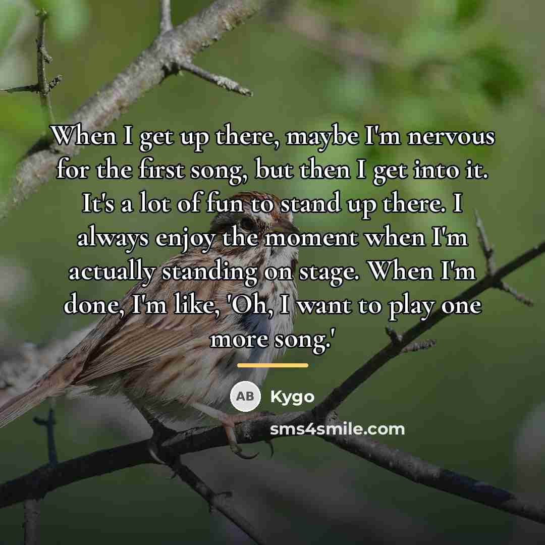“When I get up there, maybe I'm nervous for the…” quote by Kygo