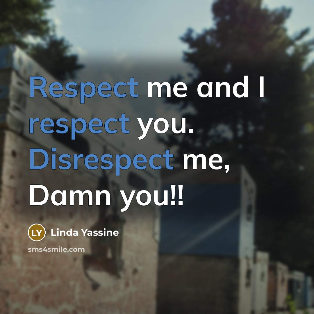 “Respect me and I respect you. Disrespect me, Damn you!!…” quote by Linda Yassine