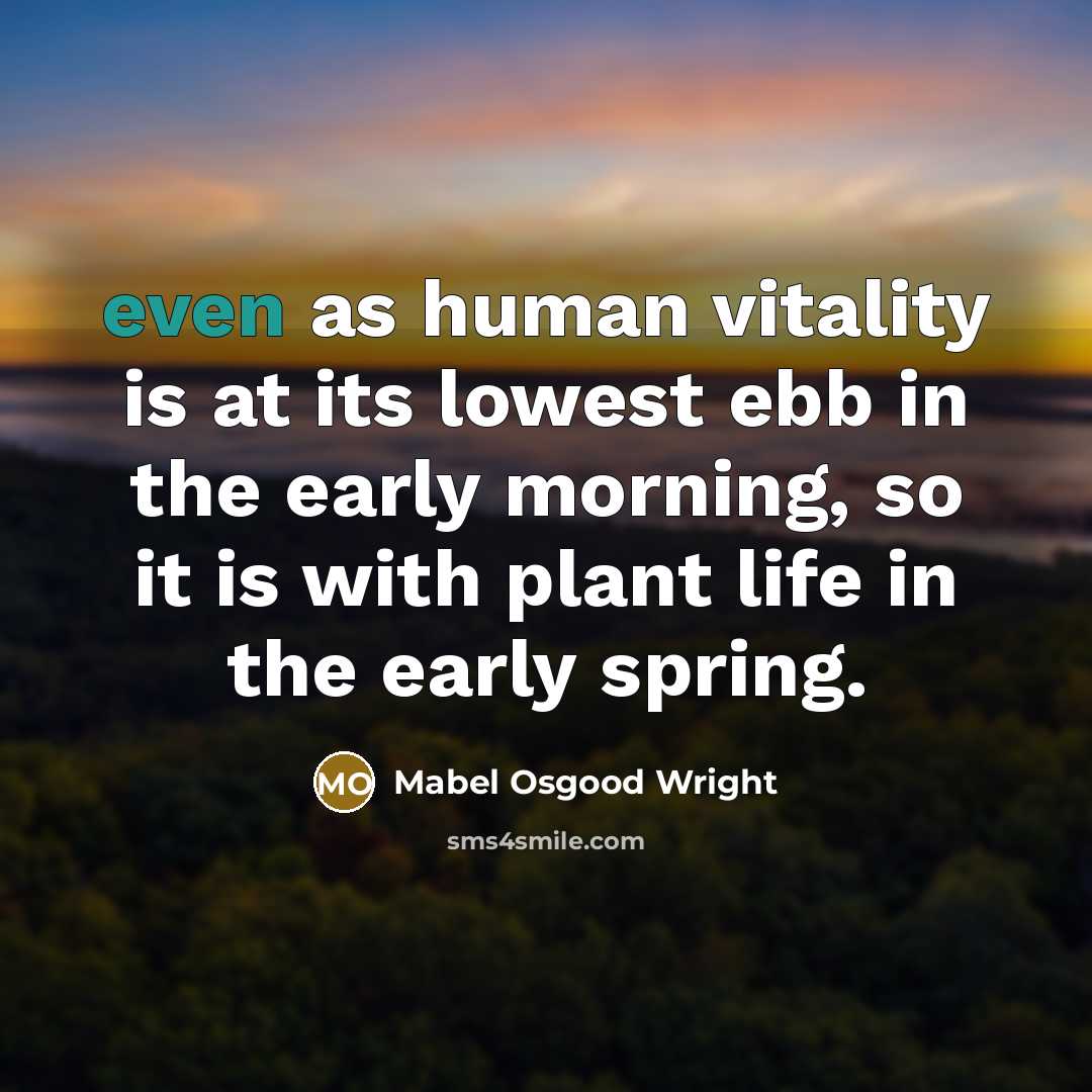 “even as human vitality is at its lowest ebb in…” quote by Mabel Osgood Wright