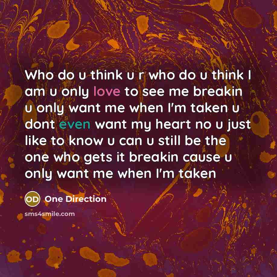 “Who do u think u r who do u think…” quote by One Direction