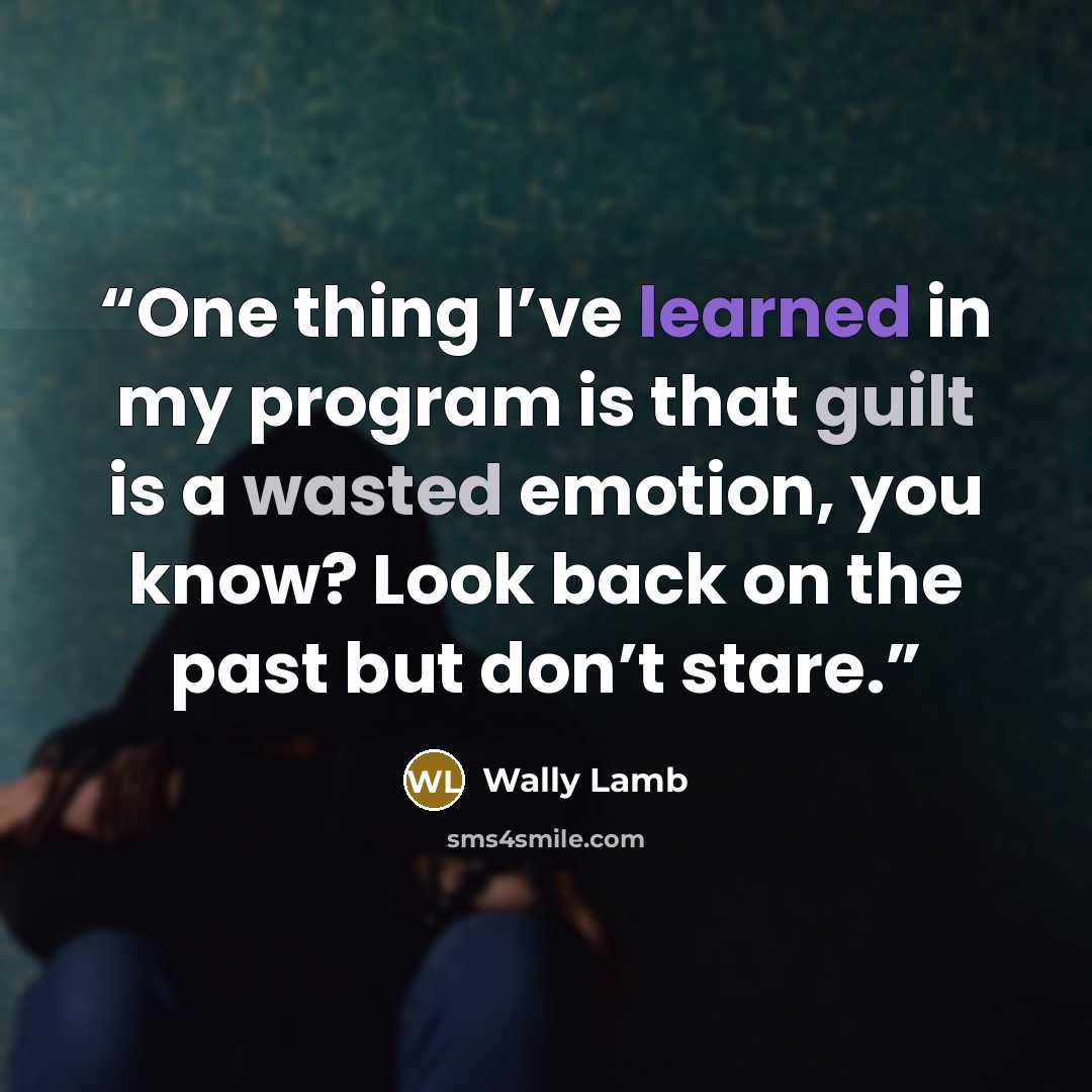“One thing I’ve learned in my program is that guilt is a wasted emotion, you know? Look back on the past but don’t stare.” quote by Wally Lamb