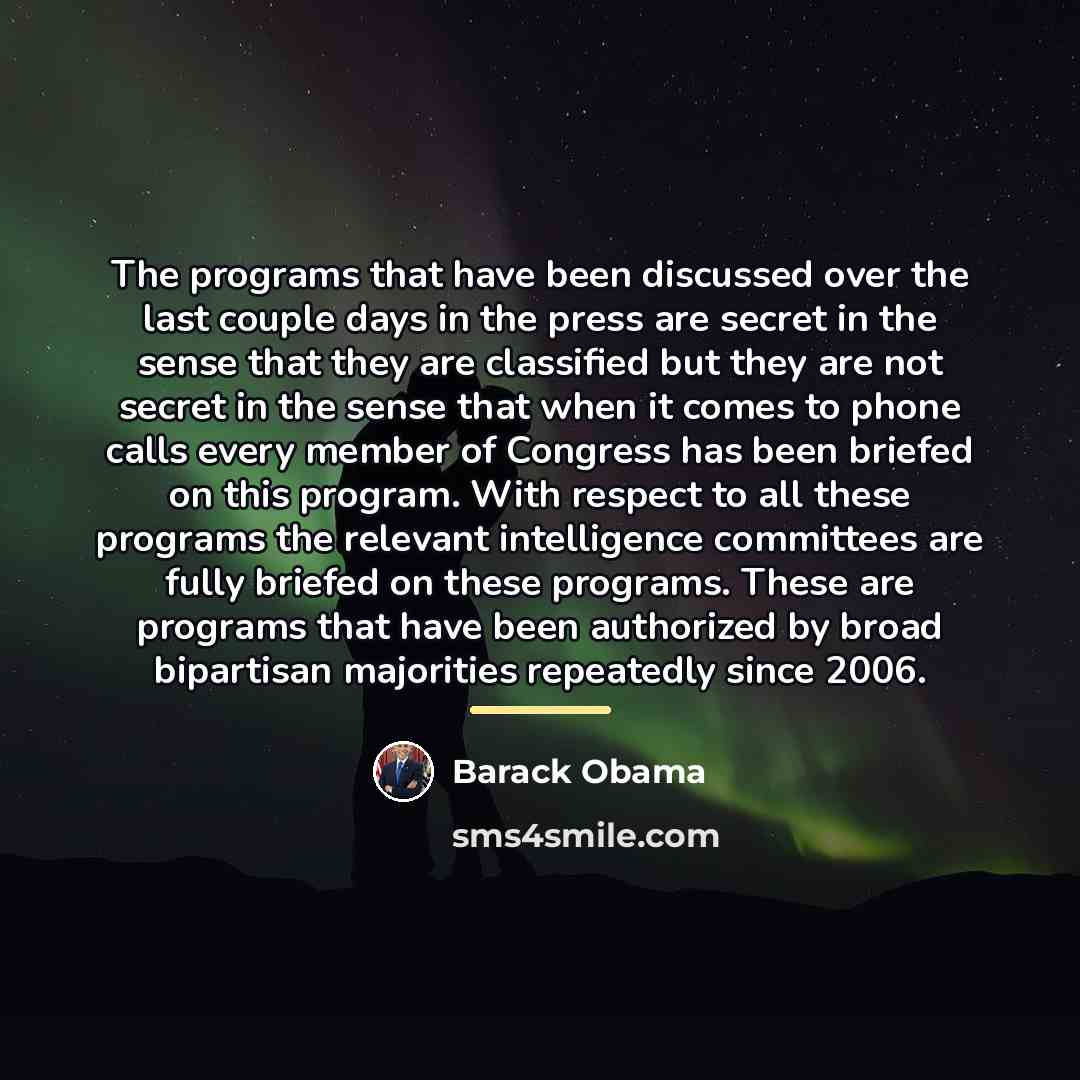 “The programs that have been discussed over the last couple…” quote by Barack Obama