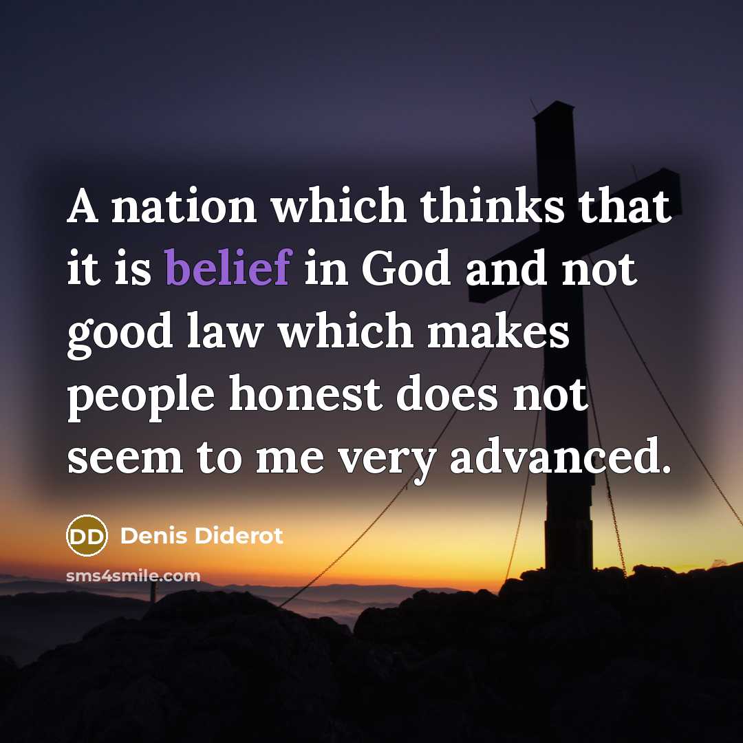 “A nation which thinks that it is belief in God…” quote by Denis Diderot