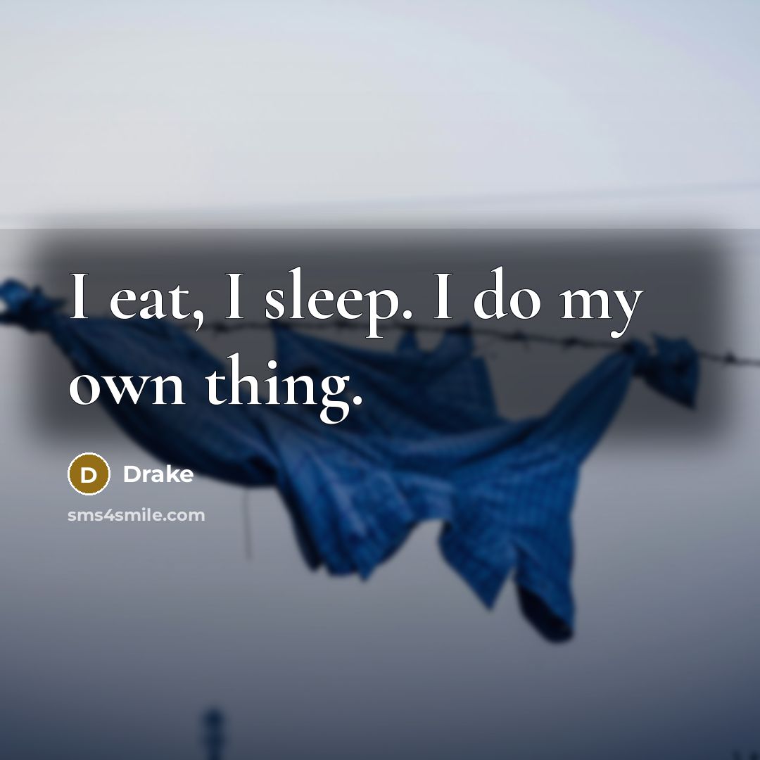 “I eat, I sleep. I do my own thing.…” quote by Drake